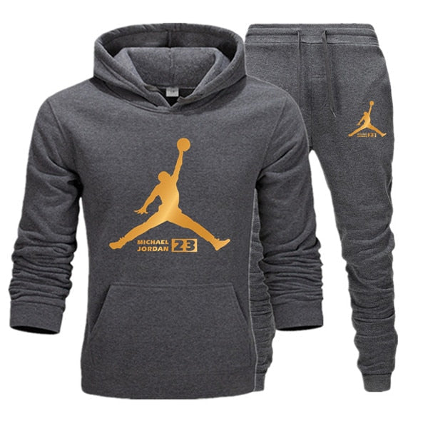 New Tracksuit Men Sportswear Set Fleece Hoodie Suit Jordan Letter Print Hombre Spring Autumn Winter Hoodie+Pants