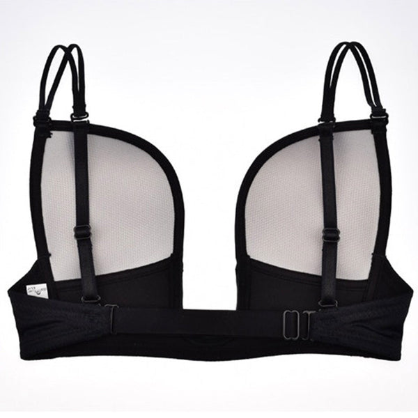 Formal Dress All-Match Sexy Invisible Women'S Underwear Bra Convertible Straps Solid Deep Unlined Plunge U Shape Push Up Bras - Sheseelady