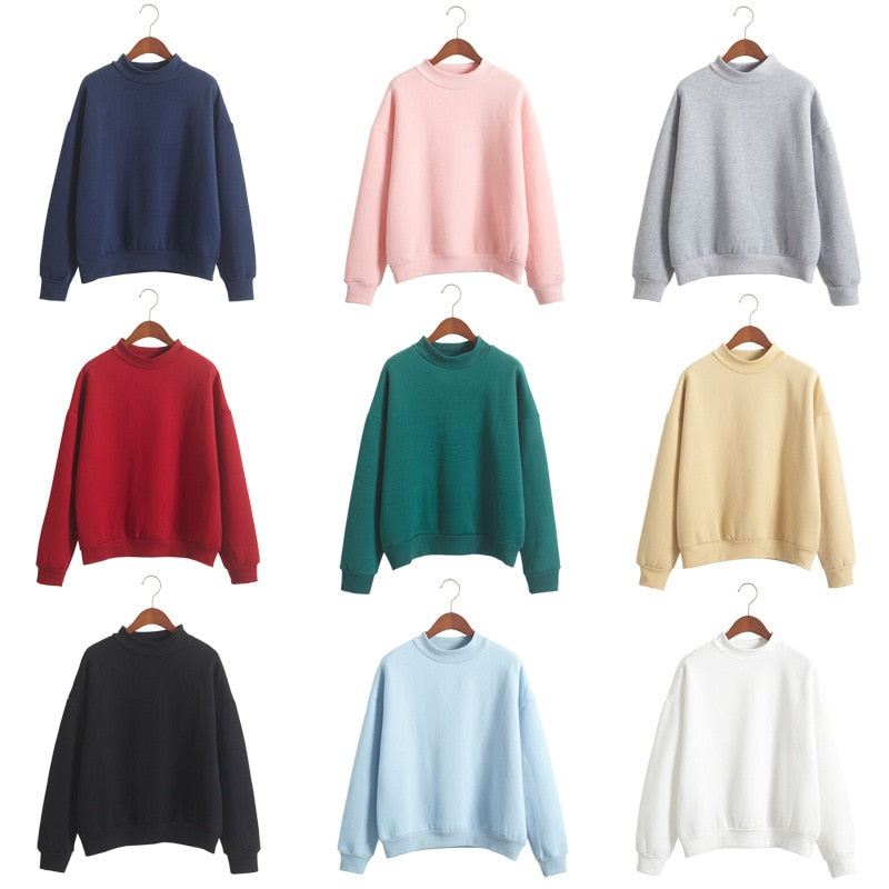 Casual Female Winter Loose Fleece Thick Knit Sweatshirt Hooded Pullover Tops Women Hoodies Main image