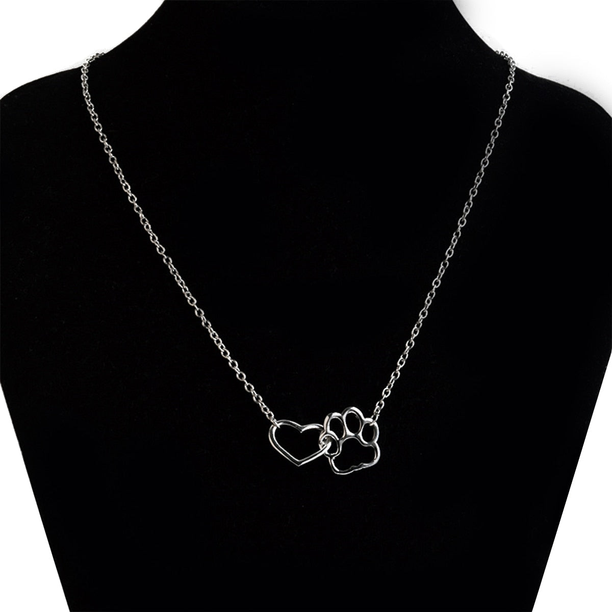 Hollow Pet Paw Footprint Necklaces Shellhard Cute Animal Dog Cat Love Heart Pendant Necklace For Women Girls Jewelry