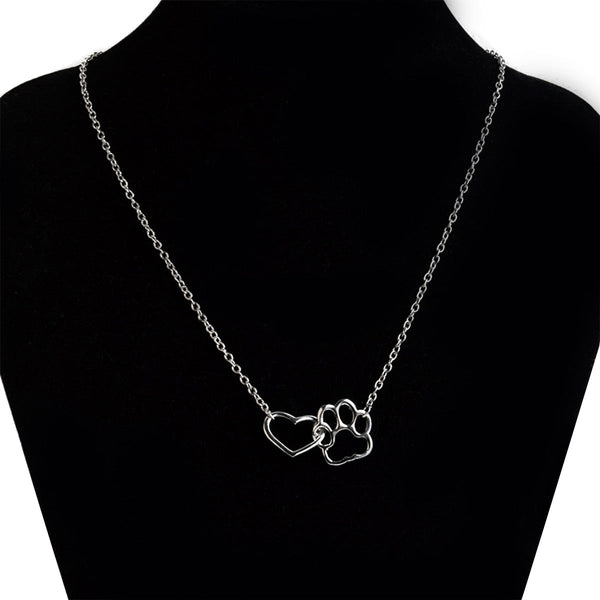 Hollow Pet Paw Footprint Necklaces Shellhard Cute Animal Dog Cat Love Heart Pendant Necklace For Women Girls Jewelry