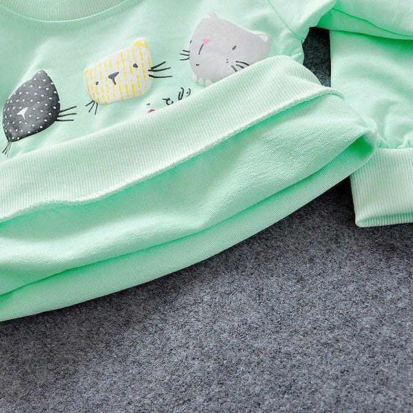 6 Cats Long Sleeves Sweater Girls Kids T-Shirt Clothes - Sheseelady