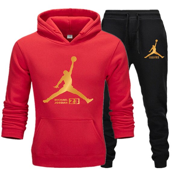 New Tracksuit Men Sportswear Set Fleece Hoodie Suit Jordan Letter Print Hombre Spring Autumn Winter Hoodie+Pants