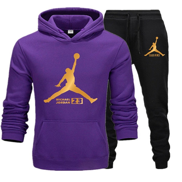 New Tracksuit Men Sportswear Set Fleece Hoodie Suit Jordan Letter Print Hombre Spring Autumn Winter Hoodie+Pants