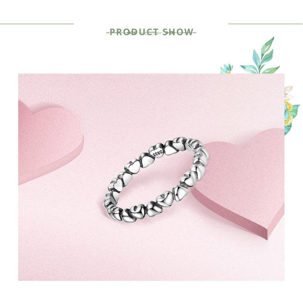 925 100% Solid Sterling Silver Forever Love Heart Finger Ring Original Jewelry Gift Global Shopping Festival - Sheseelady