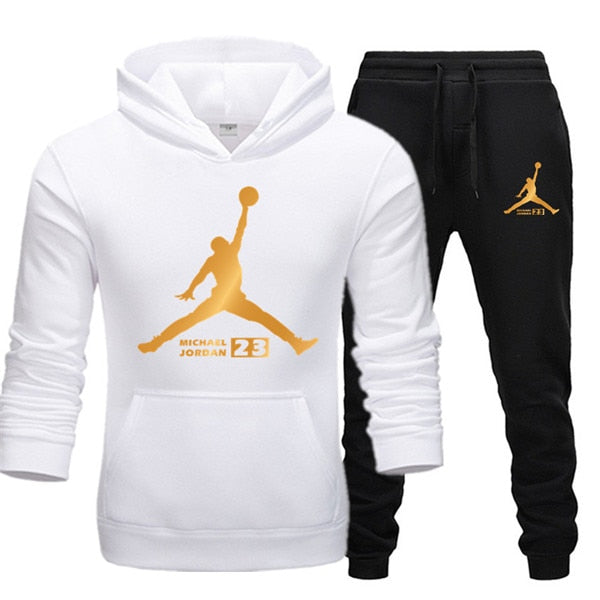 New Tracksuit Men Sportswear Set Fleece Hoodie Suit Jordan Letter Print Hombre Spring Autumn Winter Hoodie+Pants