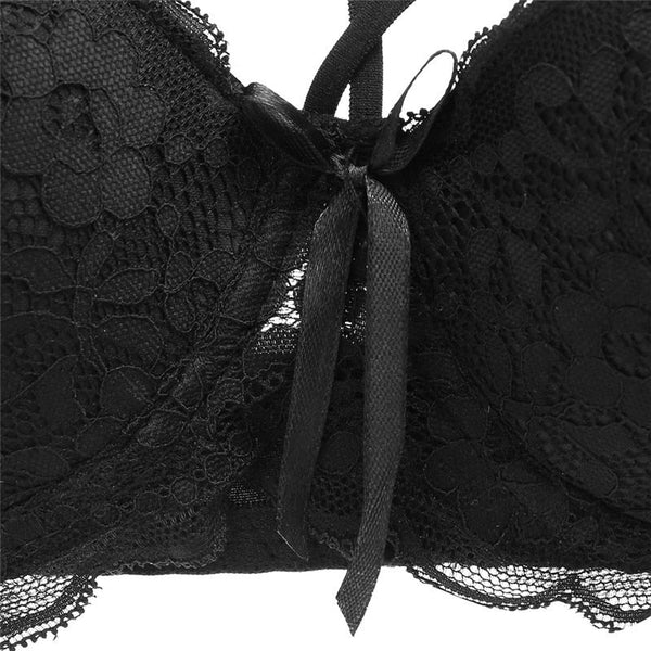 Bow Lace Bralette Brassiere Underwire Lingerie Racerback Floral Bras - Sheseelady