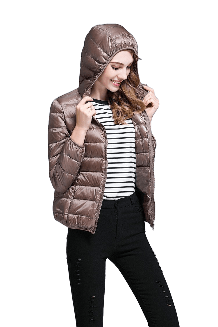 Winter Trendy Pure Color Lightweight Slim Fit Down Jacket For Ladies