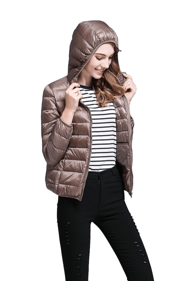 Winter Trendy Pure Color Lightweight Slim Fit Down Jacket For Ladies
