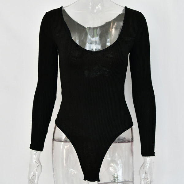 Off Shoulder Ribbed Knitted Sexy Bodysuit Women Black V Neck Summer Slim Rompers Womens Jumpsuit Winter Basic Bodysuits