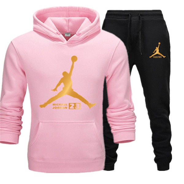 New Tracksuit Men Sportswear Set Fleece Hoodie Suit Jordan Letter Print Hombre Spring Autumn Winter Hoodie+Pants