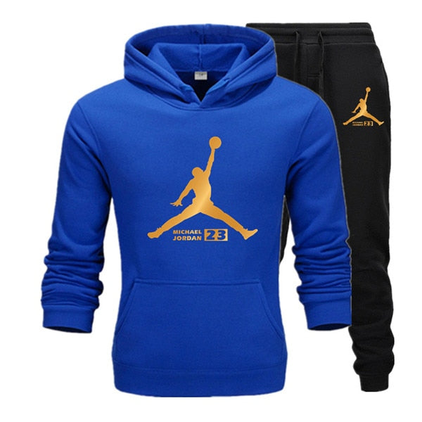 New Tracksuit Men Sportswear Set Fleece Hoodie Suit Jordan Letter Print Hombre Spring Autumn Winter Hoodie+Pants