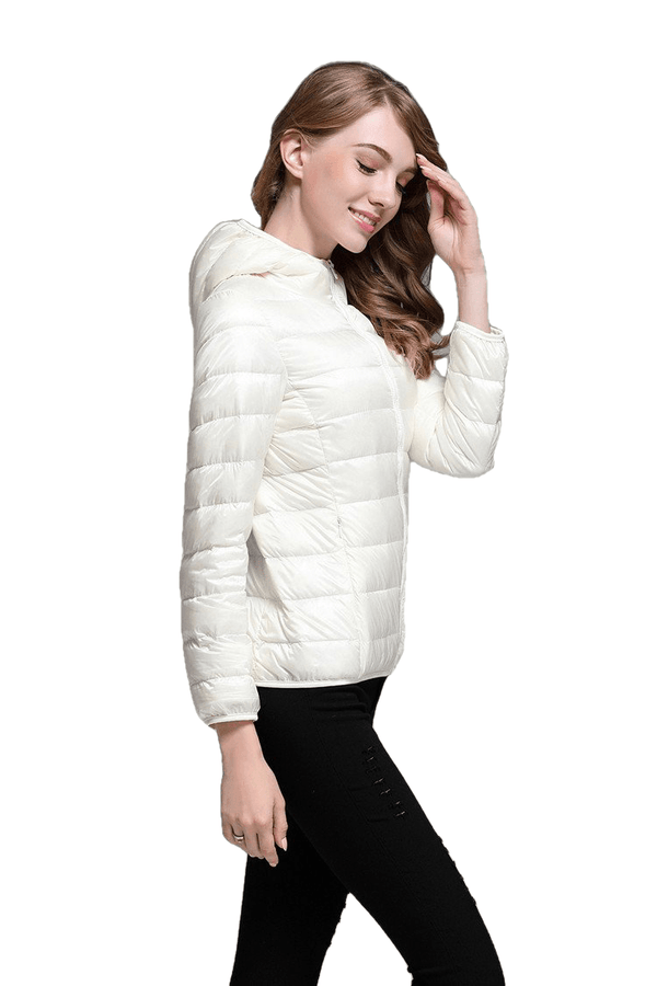 Winter Trendy Pure Color Lightweight Slim Fit Down Jacket For Ladies