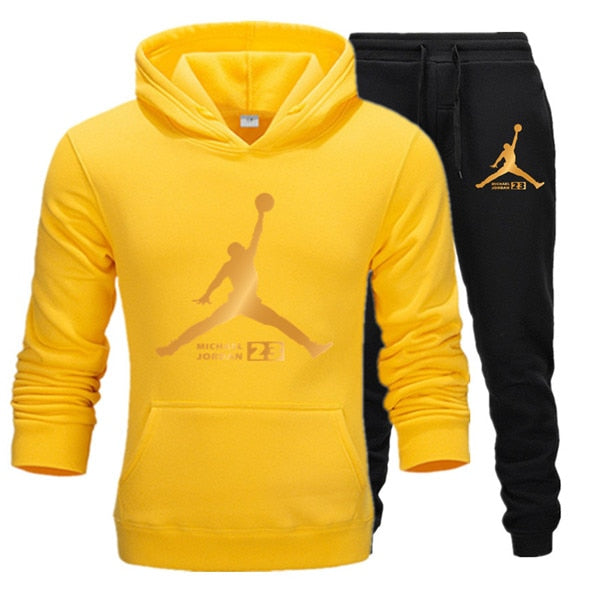 New Tracksuit Men Sportswear Set Fleece Hoodie Suit Jordan Letter Print Hombre Spring Autumn Winter Hoodie+Pants
