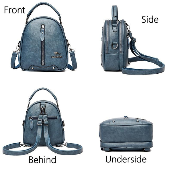 Casual Multifunctional Women‘s Leather Backpacks For Travel School