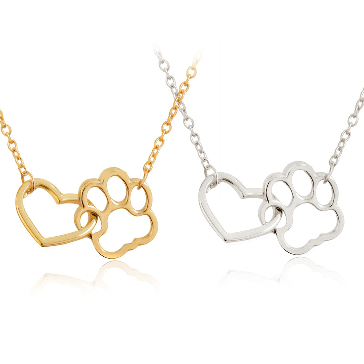 Hollow Pet Paw Footprint Necklaces Shellhard Cute Animal Dog Cat Love Heart Pendant Necklace For Women Girls Jewelry Main image