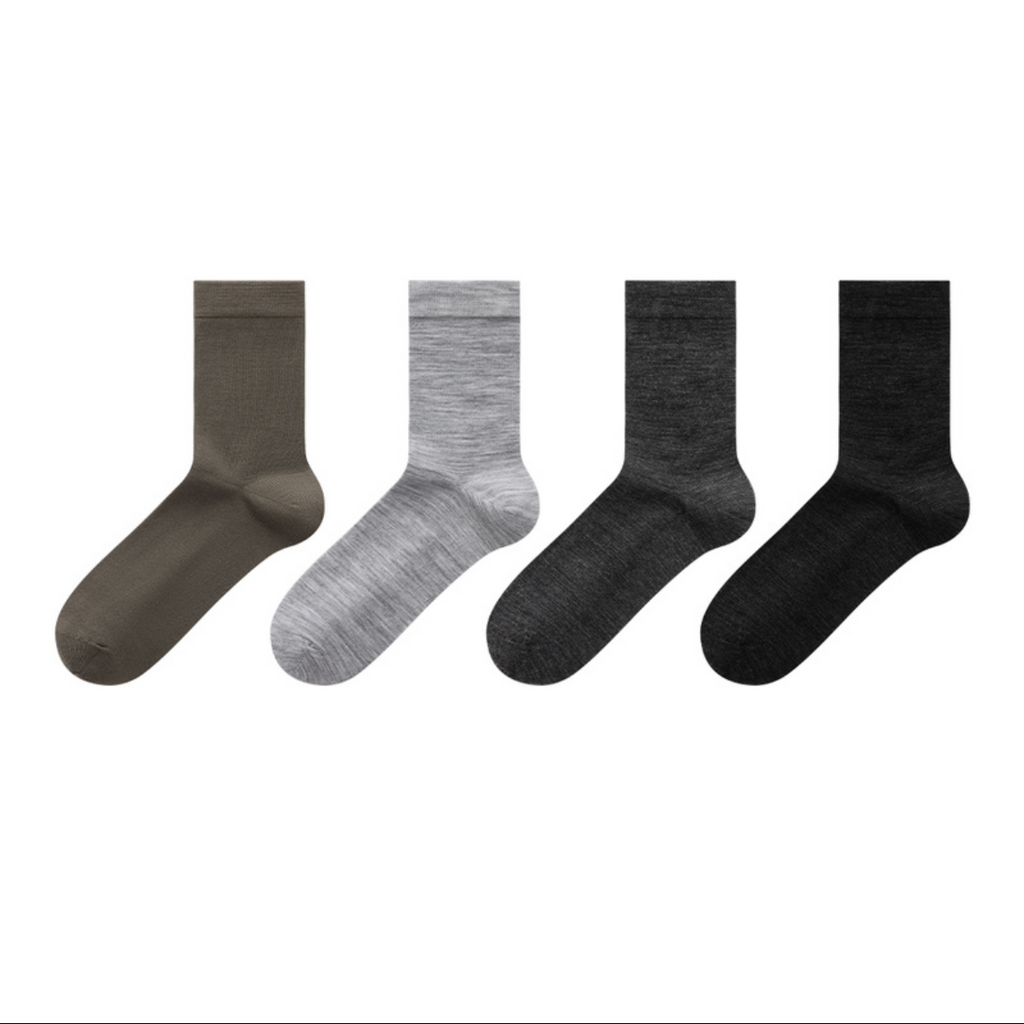 Viviplum Men's Premium Merino Wool Socks - Machine Washable, Anti-Odor & Breathable Crew Socks with LYCRA® Fiber (4 Pairs)