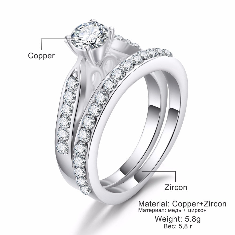 2Pcs/Lot Women Cubic Zirconia Ring For Ladies Lover Party Wedding Jewelry Secondary image