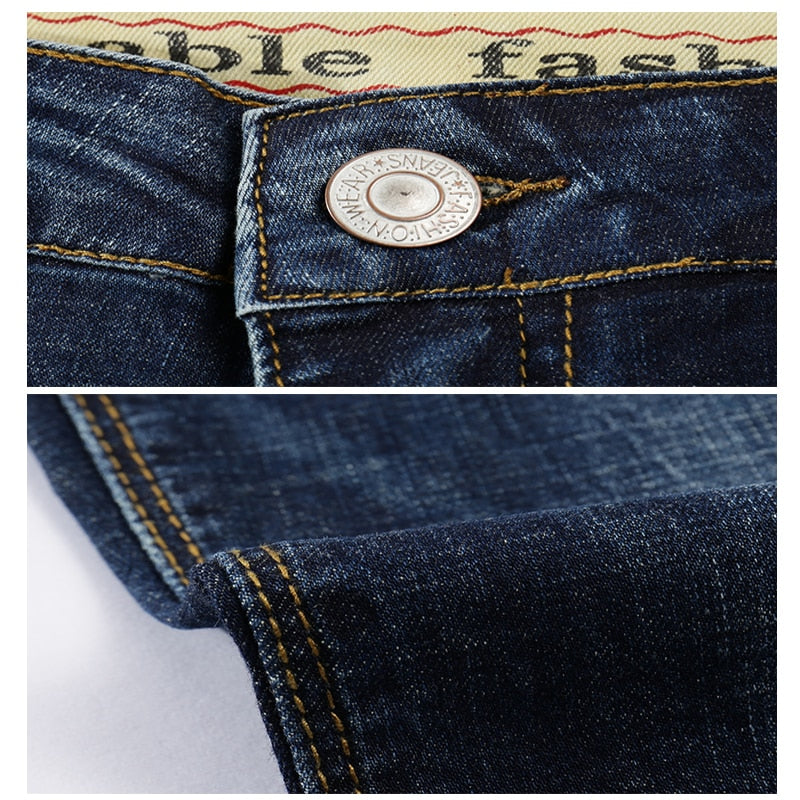 Classic Direct Stretch Dark Blue Casual Denim Pants - Sheseelady
