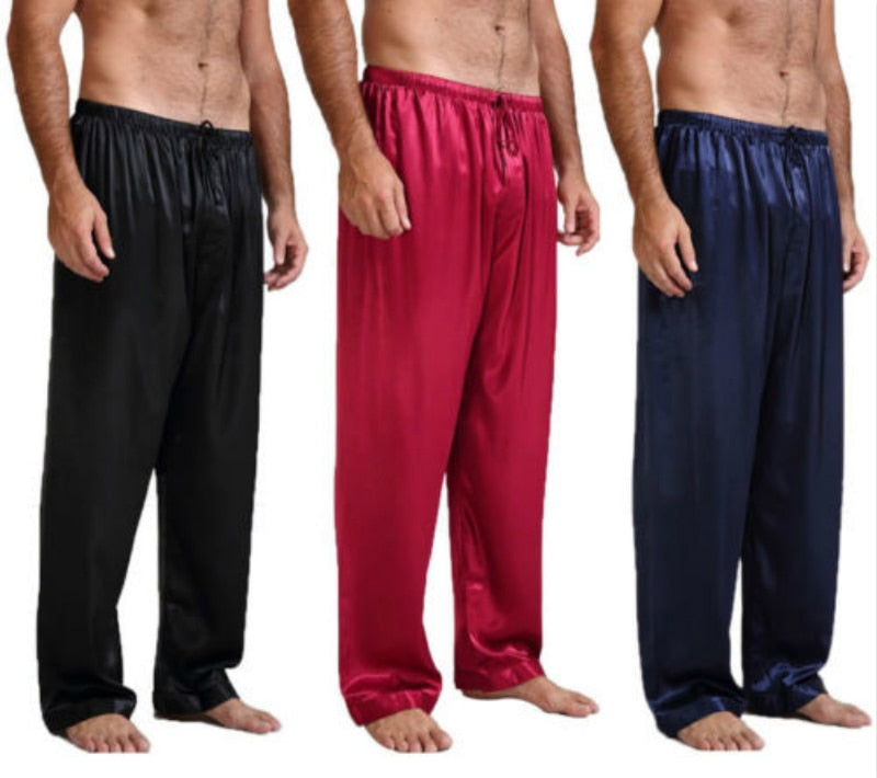 Men'S Silk Satin Pajamas Pants Lounge Sleep Bottoms Secondary image