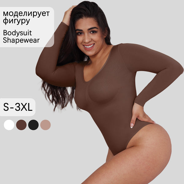Women's Seamless Long Sleeve Shaping Bodysuit