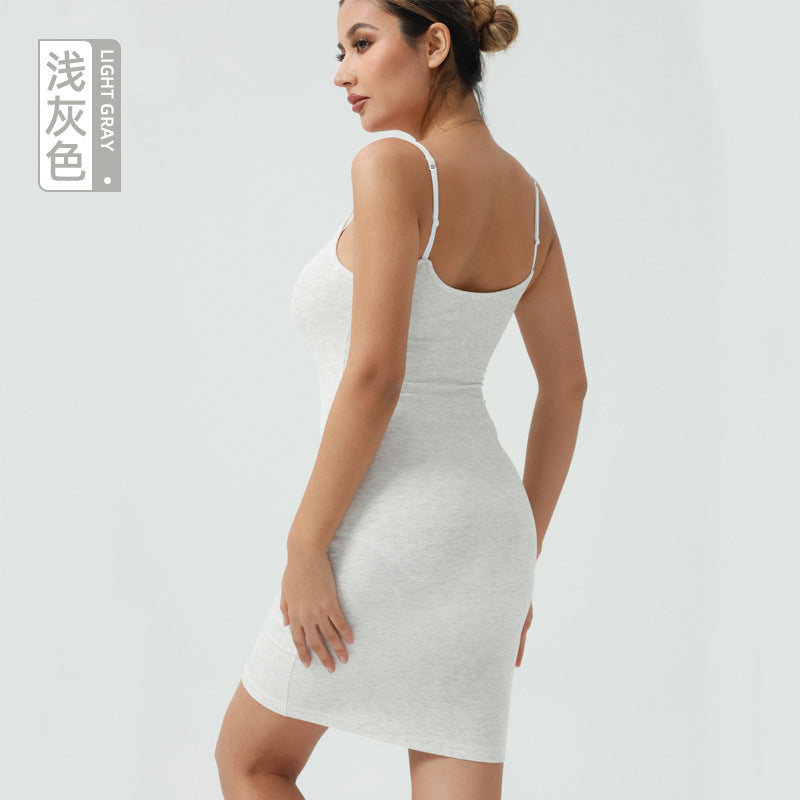 跨境skims连衣裙夏季女高弹螺纹吊带裙子短款显瘦百搭包臀裙批发