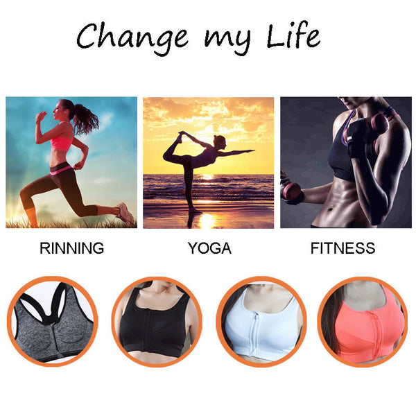 Hot Women Zipper Push Up Sports Bras Vest Underwear Shockproof Breathable Gym Fitness Athletic Running Yoga Bh Sport Tops - Sheseelady