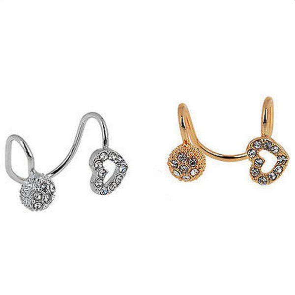 1pc Crystal Hollow Heart Round Earring Clip Ear Cuff For Women Main image