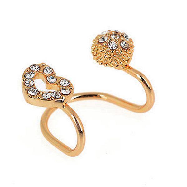 1pc Crystal Hollow Heart Round Earring Clip Ear Cuff For Women Secondary image