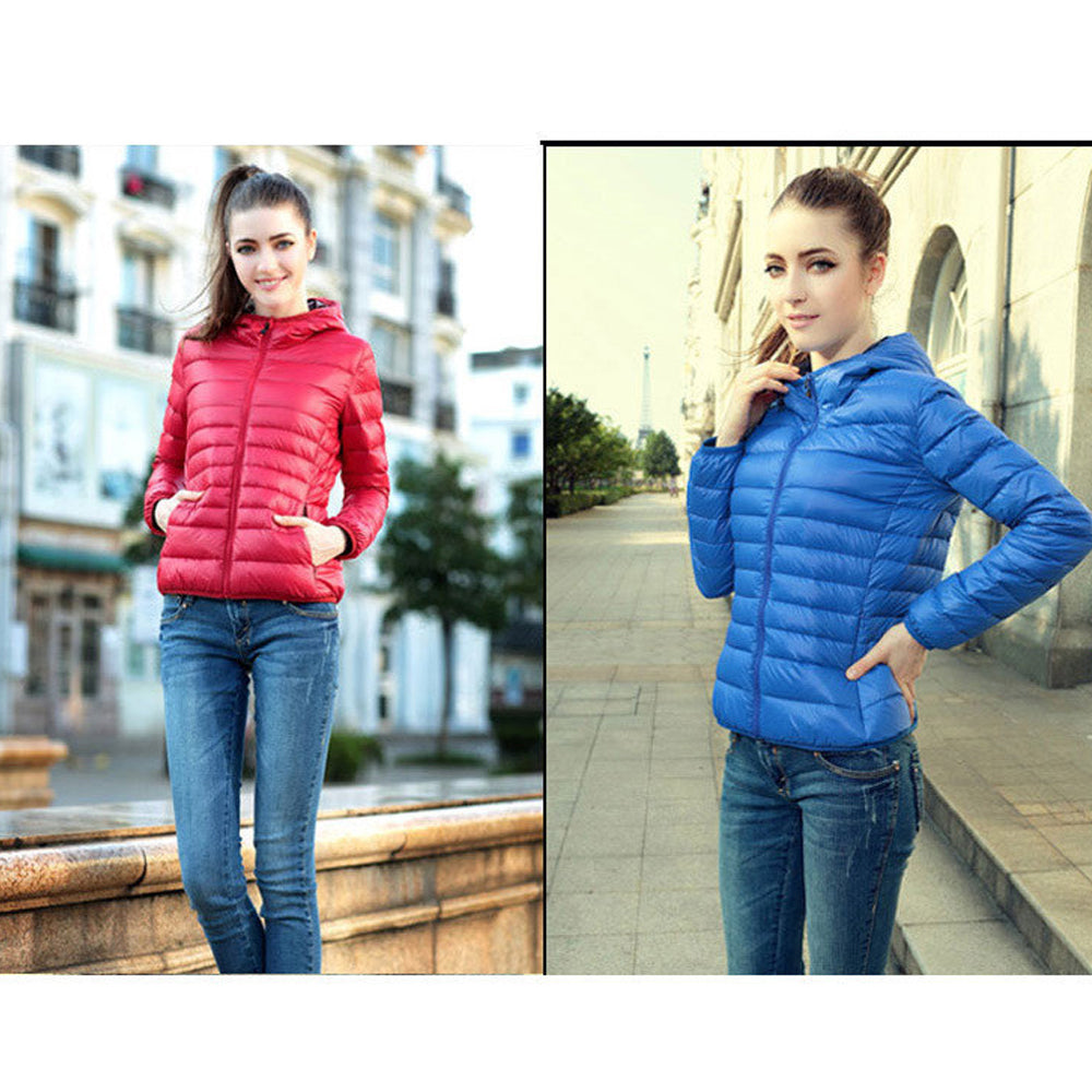 Casual Trendy Women's Basic Slim Down Jacket With Hood Secondary image