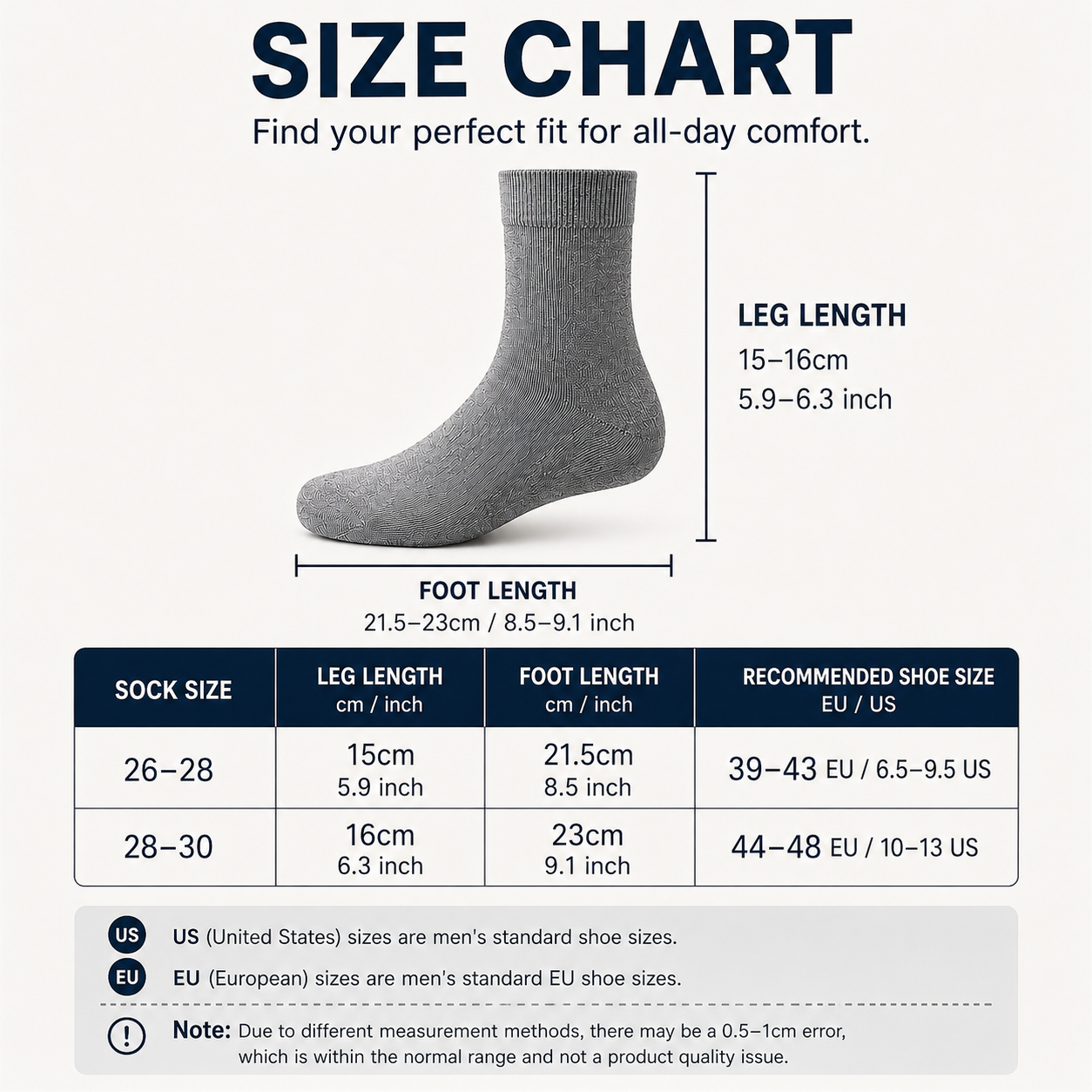 Viviplum Men's Premium Merino Wool Socks - Machine Washable, Anti-Odor & Breathable Crew Socks with LYCRA® Fiber (4 Pairs)