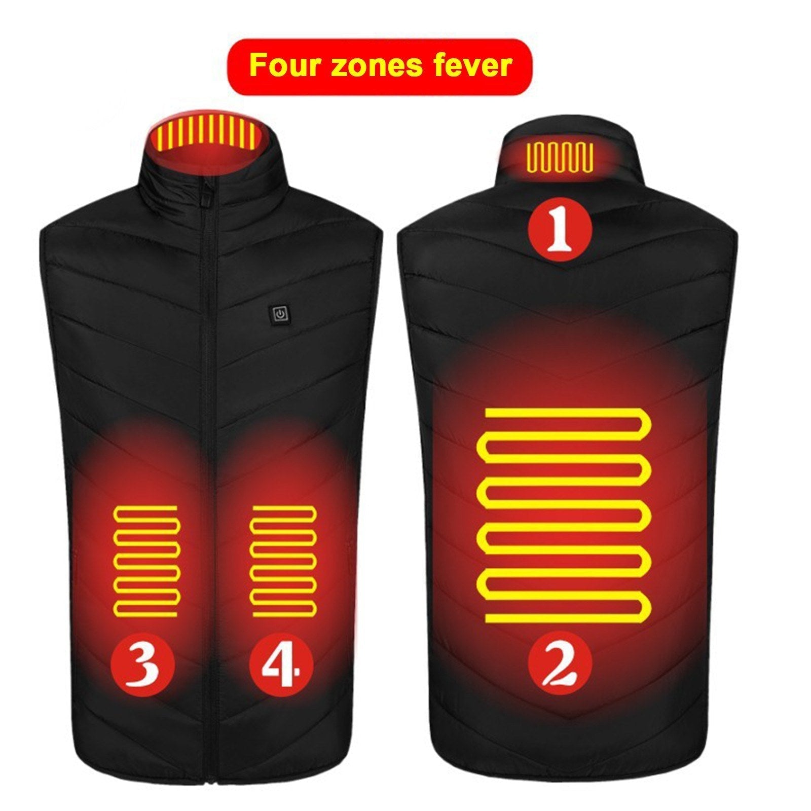 Men's Heated Vest with Stand-up Collar Carbon Fiber 4 Heating Zones 3-Level Temperature Control Secondary image
