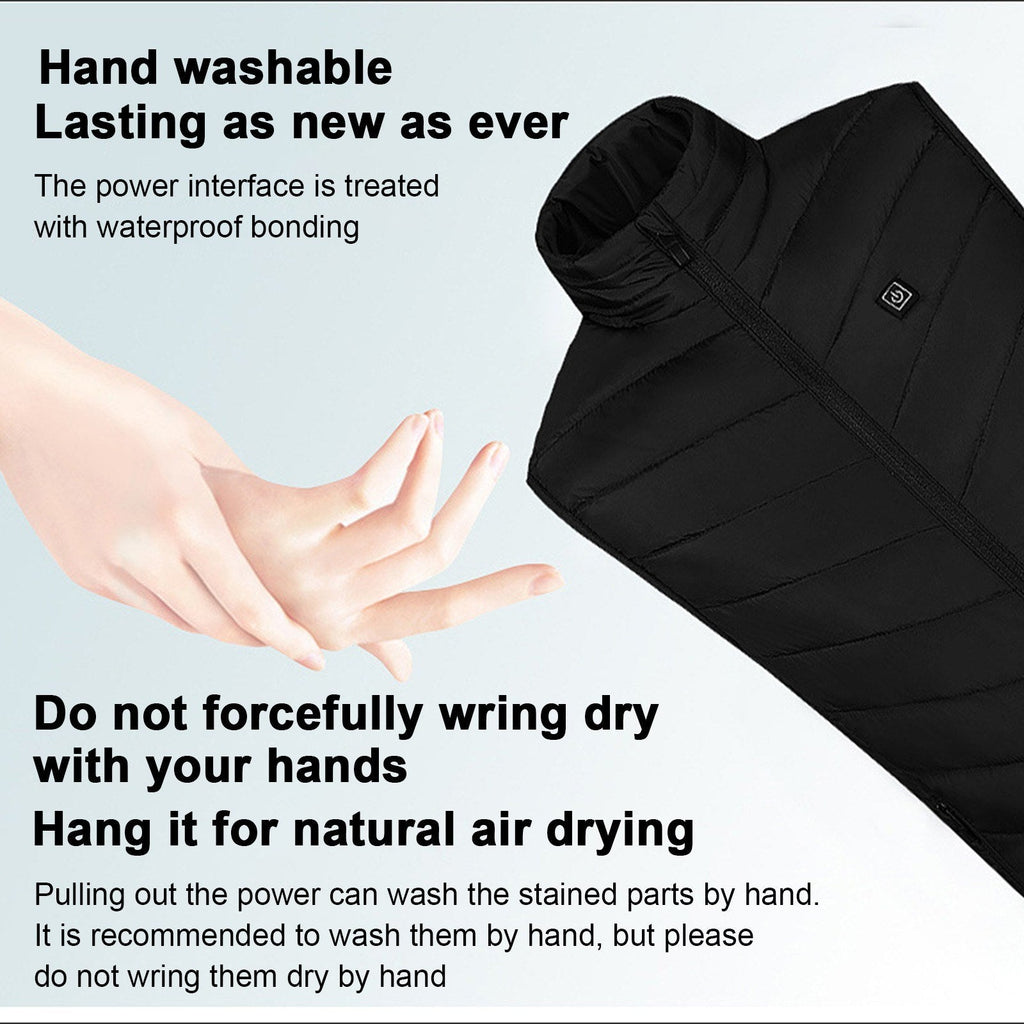 Men's Heated Vest with Stand-up Collar Carbon Fiber 4 Heating Zones 3-Level Temperature Control