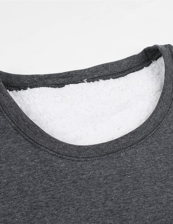 Women's Sherpa-Lined Fleece Sweatshirt - Cozy Crewneck Pullover for Lounge & Sport
