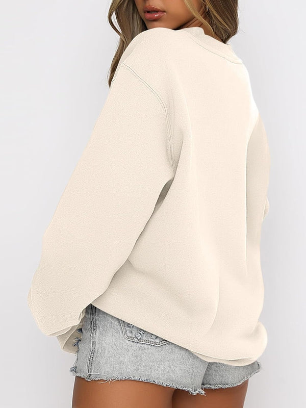 Oversized Crewneck Sweatshirt - Women's Teen Girls Fleece Pullover Sweater Top