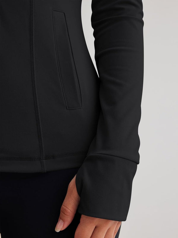 Women’s Full Zip Athletic Jacket – Breathable Lightweight Zip-Up Hoodie with Stand-Up Collar