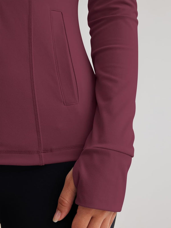 Women’s Full Zip Athletic Jacket – Breathable Lightweight Zip-Up Hoodie with Stand-Up Collar