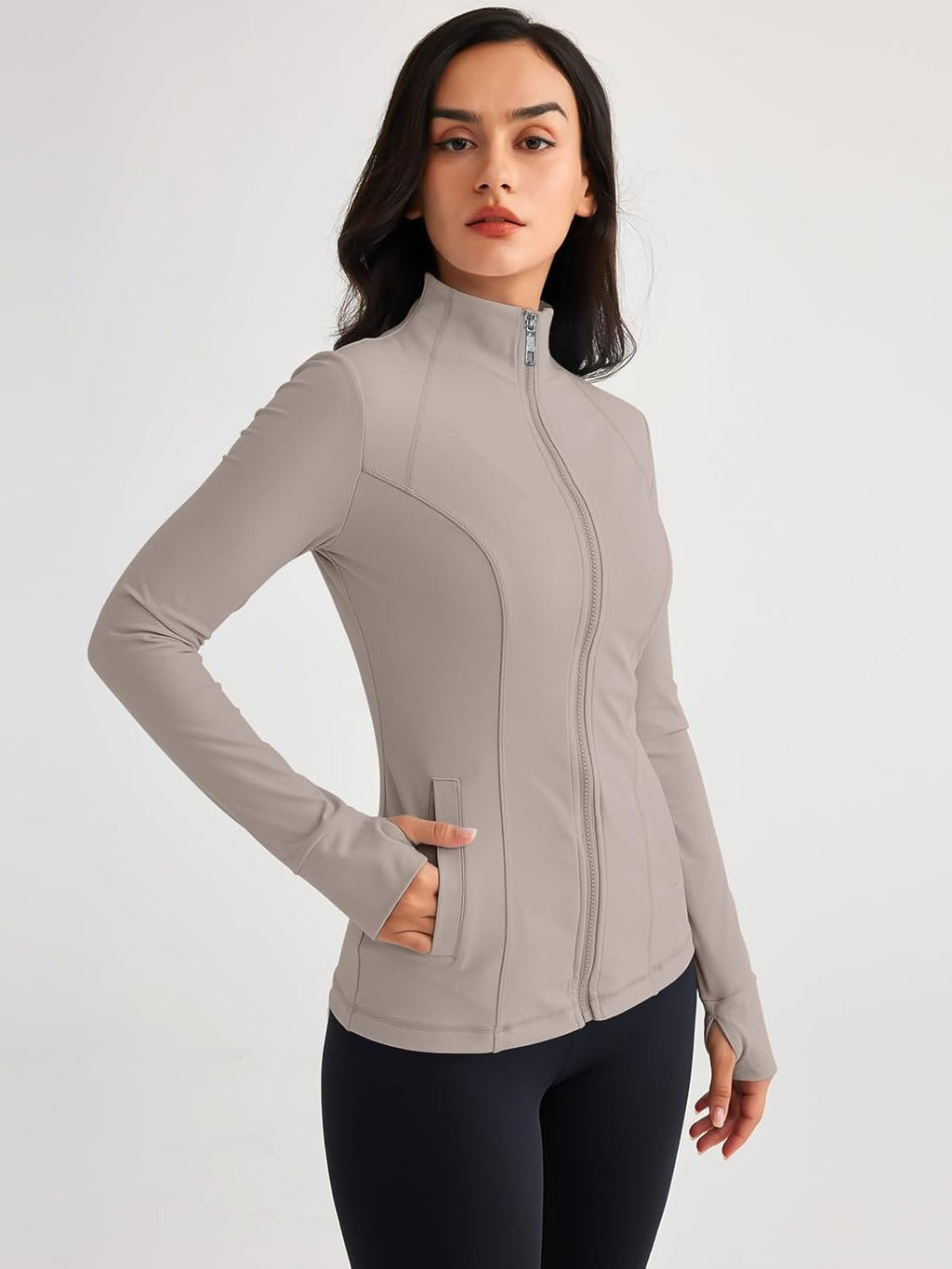Women’s Full Zip Athletic Jacket – Breathable Lightweight Zip-Up Hoodie with Stand-Up Collar