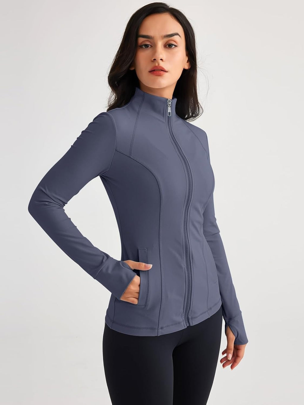 Women’s Full Zip Athletic Jacket – Breathable Lightweight Zip-Up Hoodie with Stand-Up Collar