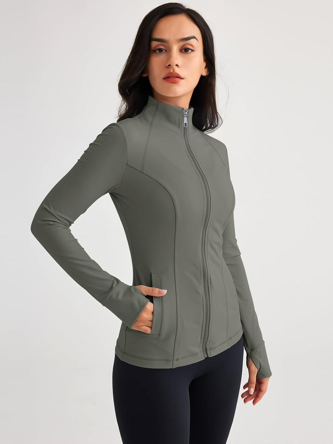 Women’s Full Zip Athletic Jacket – Breathable Lightweight Zip-Up Hoodie with Stand-Up Collar