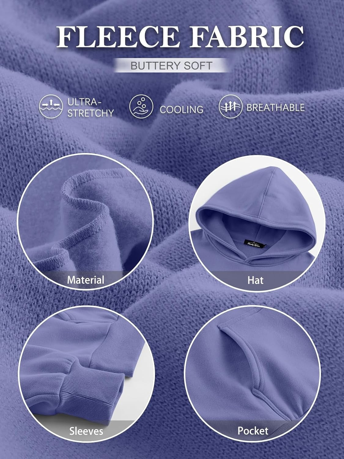 Women’s Oversized Fleece Hoodie – Cozy Pullover Sweatshirt with Pocket for Fall & Winter
