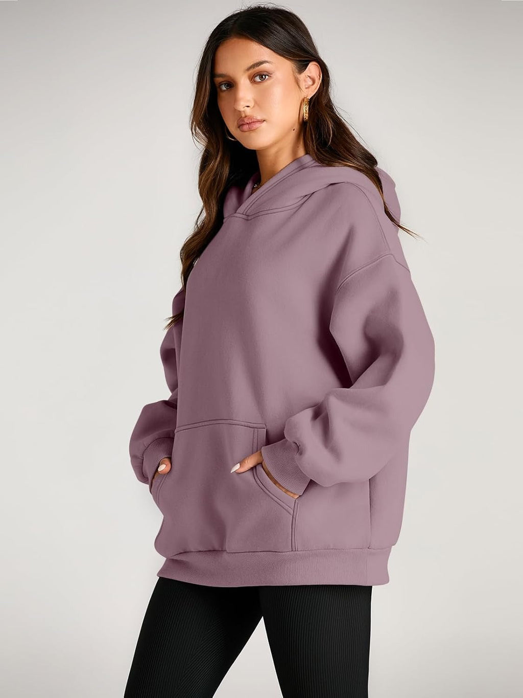 Women’s Oversized Fleece Hoodie – Cozy Pullover Sweatshirt with Pocket for Fall & Winter