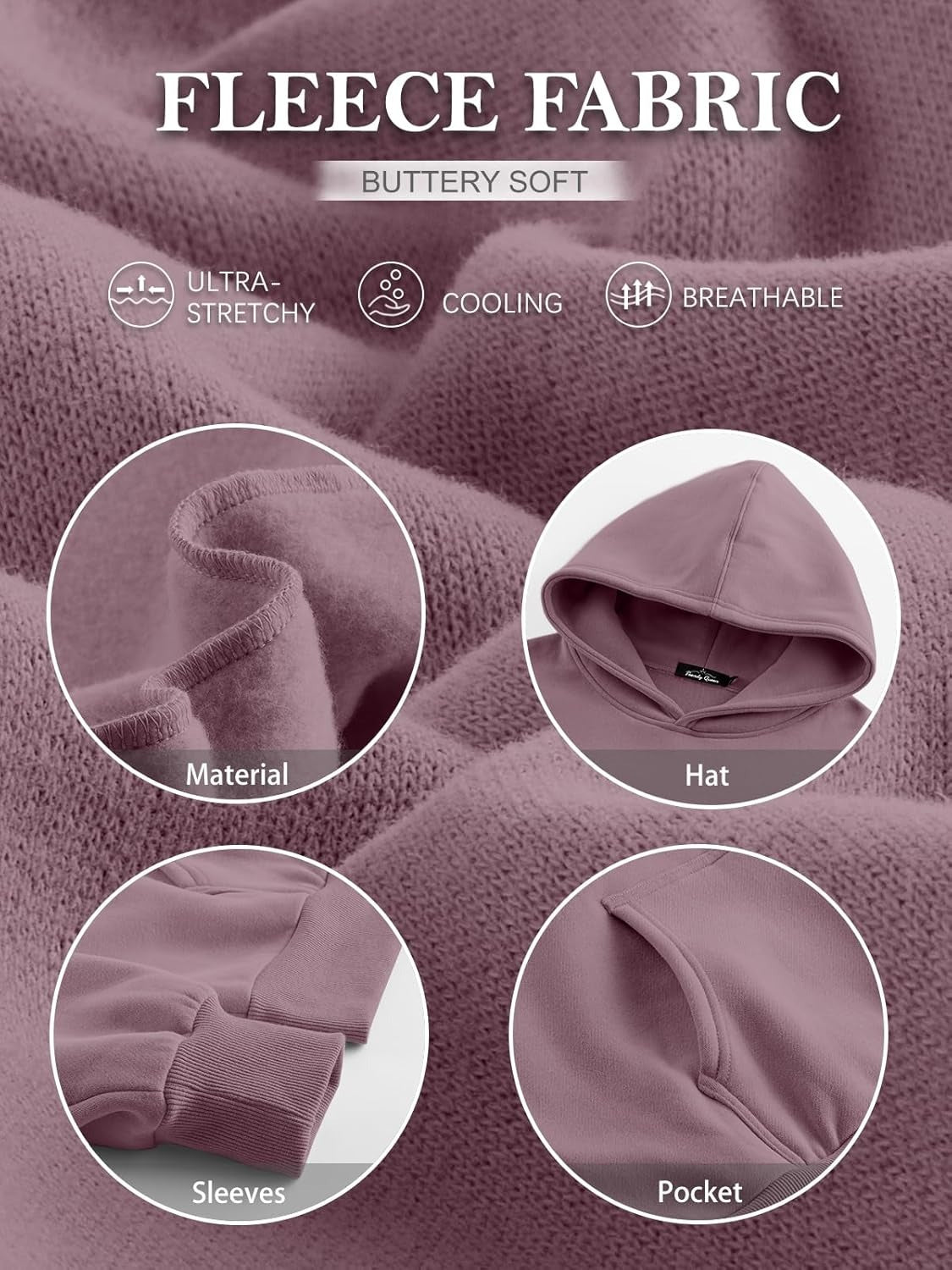 Women’s Oversized Fleece Hoodie – Cozy Pullover Sweatshirt with Pocket for Fall & Winter