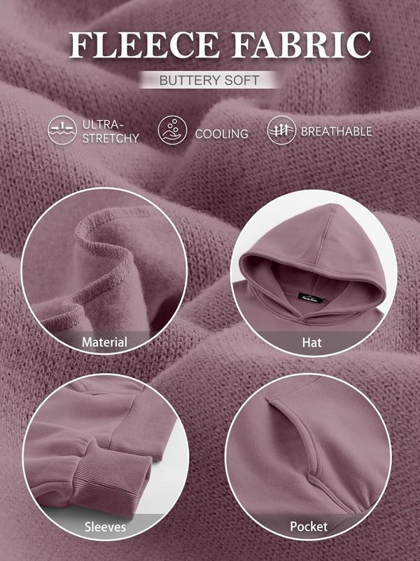 Women’s Oversized Fleece Hoodie – Cozy Pullover Sweatshirt with Pocket for Fall & Winter
