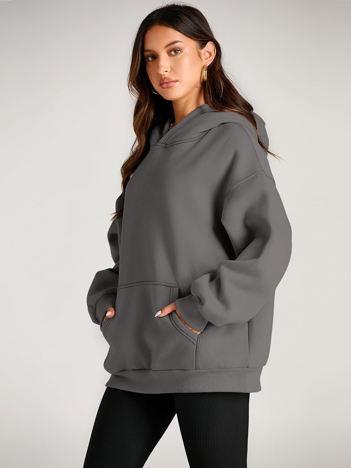 Women’s Oversized Fleece Hoodie – Cozy Pullover Sweatshirt with Pocket for Fall & Winter