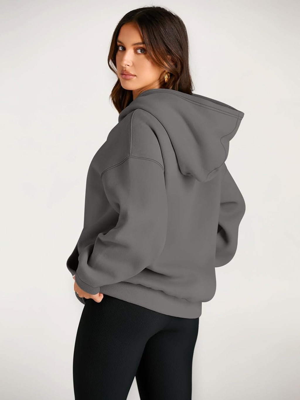 Women’s Oversized Fleece Hoodie – Cozy Pullover Sweatshirt with Pocket for Fall & Winter