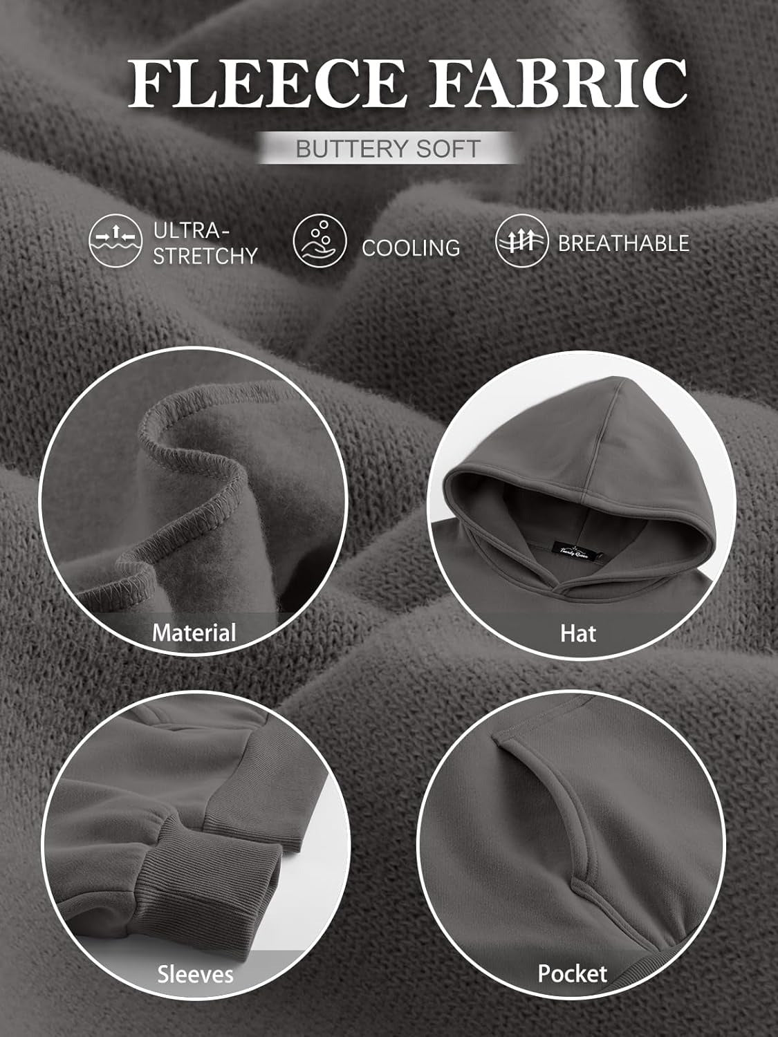 Women’s Oversized Fleece Hoodie – Cozy Pullover Sweatshirt with Pocket for Fall & Winter