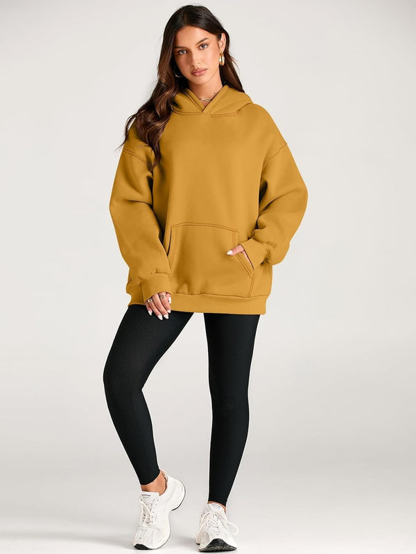 Women’s Oversized Fleece Hoodie – Cozy Pullover Sweatshirt with Pocket for Fall & Winter