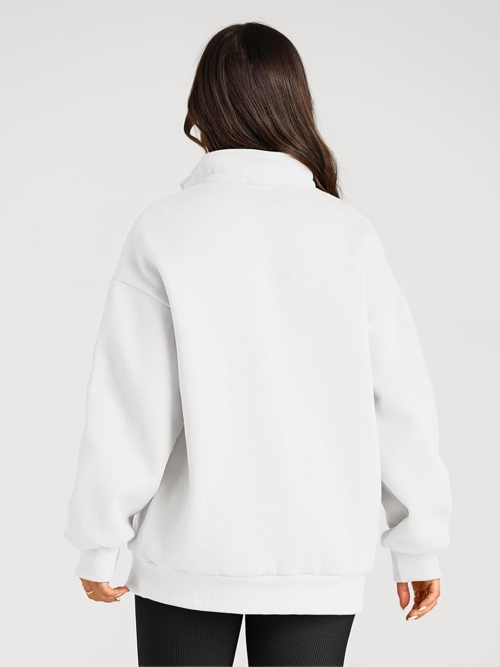 Women’s Oversized Half-Zip Pullover – Cozy Fleece Hoodie with Drop Shoulder & Quarter-Zip Design – Casual Fall and Winter Sweatshirt
