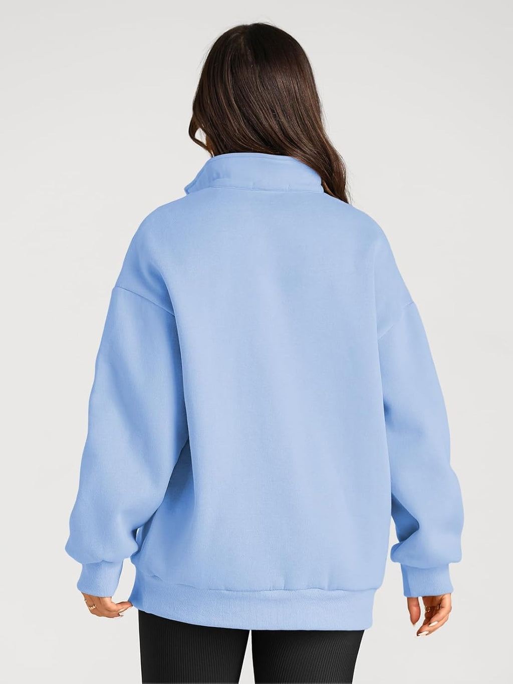 Women’s Oversized Half-Zip Pullover – Cozy Fleece Hoodie with Drop Shoulder & Quarter-Zip Design – Casual Fall and Winter Sweatshirt